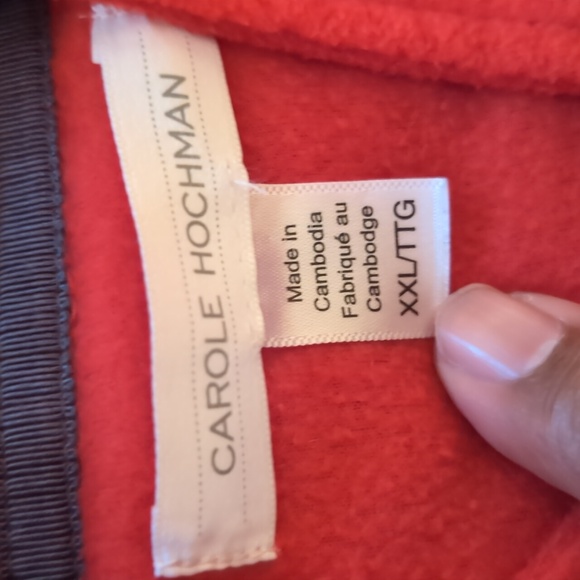 Carole Hockman| Red Full Zippered Long Sleeve Fleece Sweater With Pockets - Picture 11 of 13